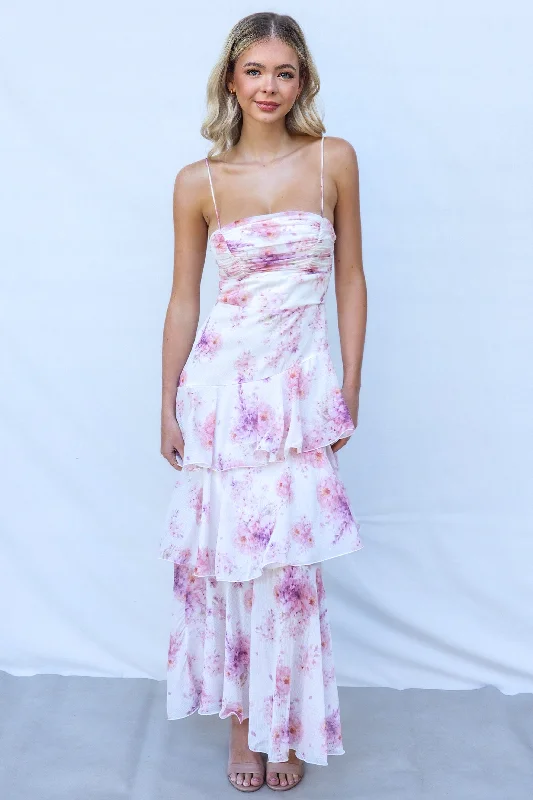 Tommi Maxi Dress - Blush Comfortable Ruffle Hem Maxi Dress