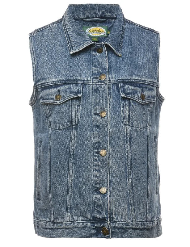 Sleeveless Denim Jacket - L Denim Jacket Leather Jacket Suede Jacket