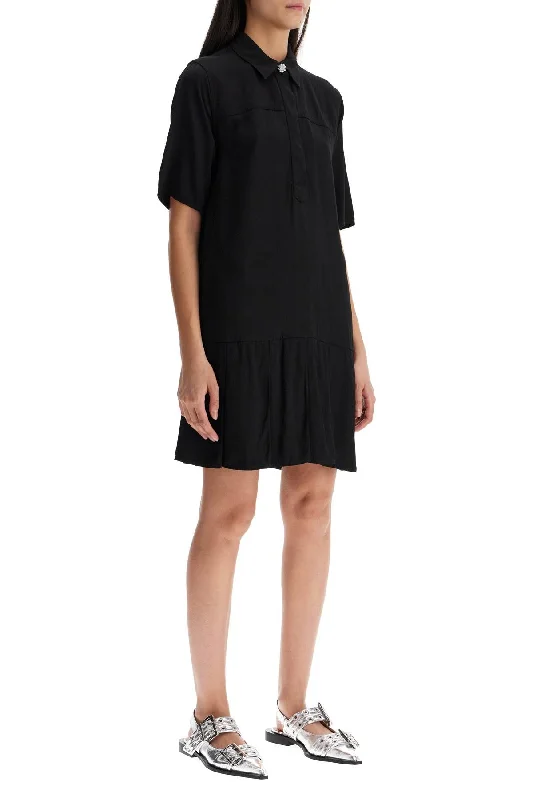 Ganni 'viscose Mini Dress With Comfortable Linen Mini Dress