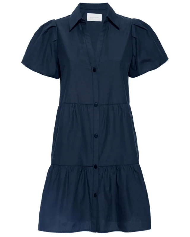 Navy Havana Mini Dress Elegant Vintage Mini Dress