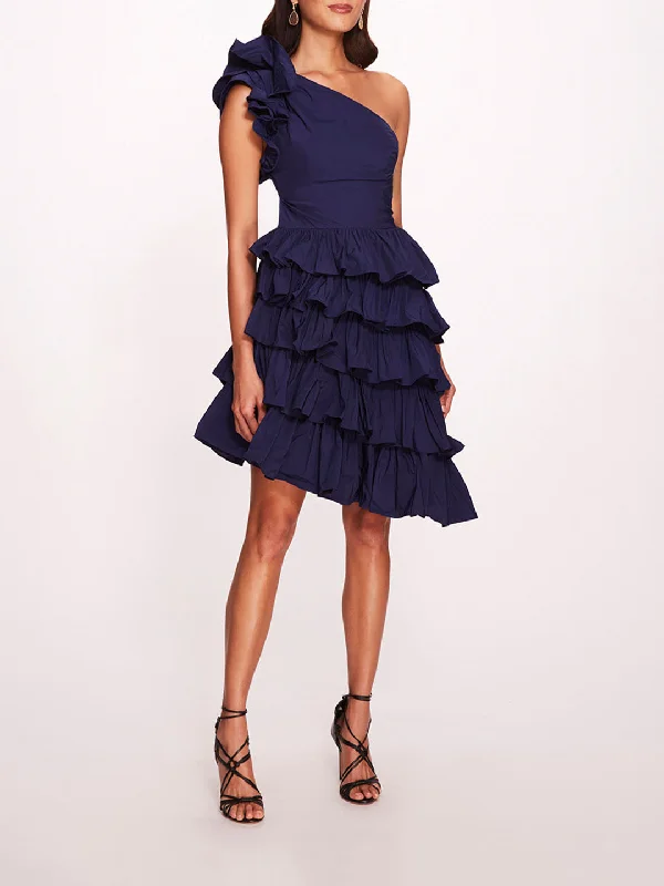 Taffeta Tiered Mini Dress Stylish Sweetheart Neck Mini Dress