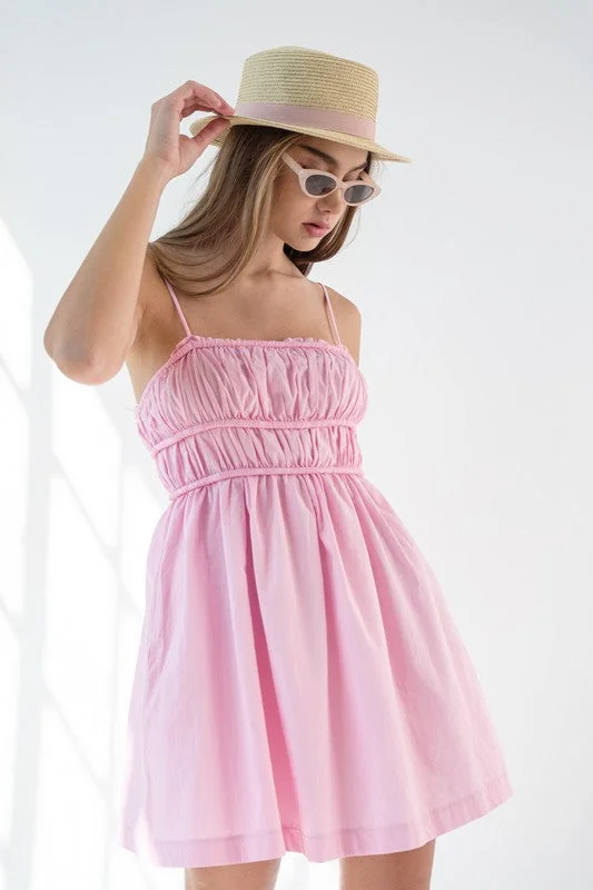 Pink Babydoll Mini Dress Fashionable Summer Mini Dress