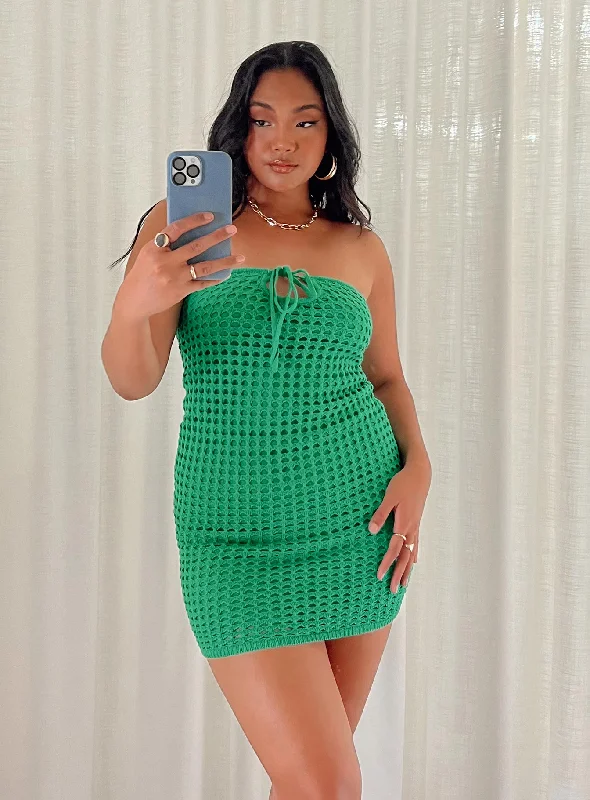 Tansy Mini Dress Green Fashionable Party Mini Dress