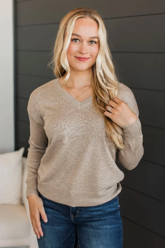 Already In Love Knit Sweater- Taupe Sequined Glittery Shiny