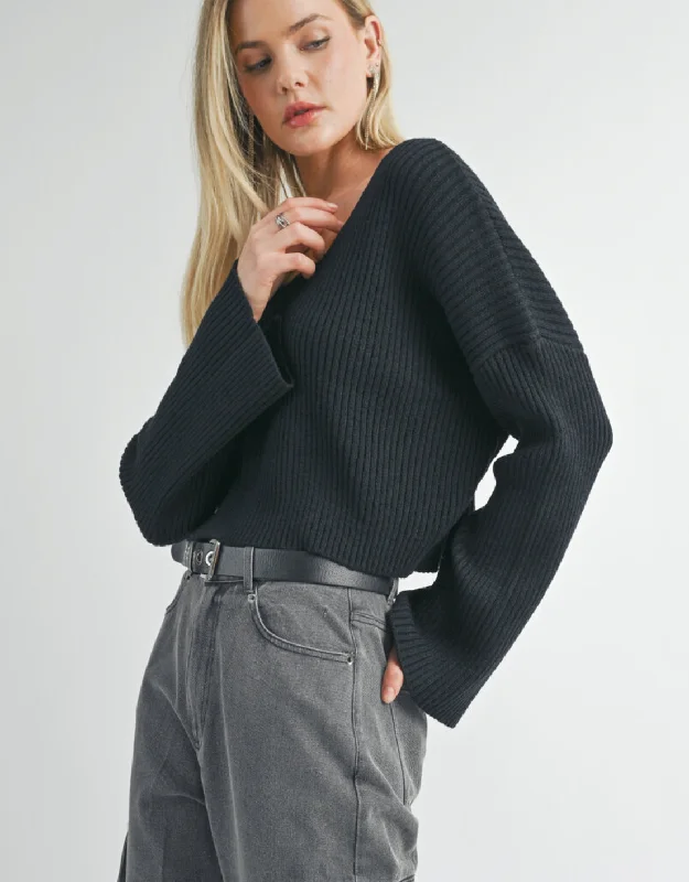 Black Julia Sweater Mesh Sweater Canvas Denim