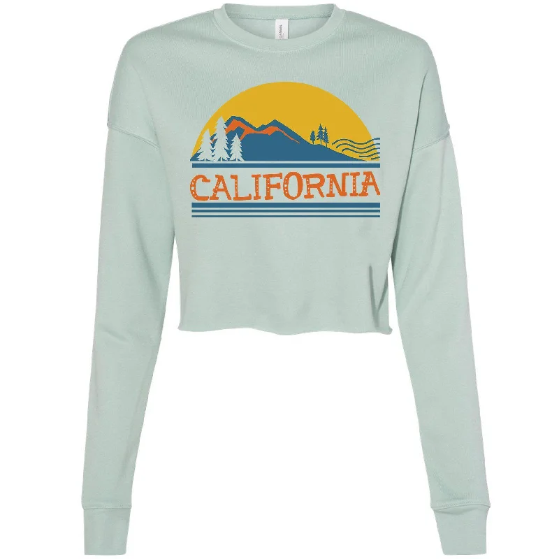 California Mountains Cropped Sweater Elegant Classic Vintage