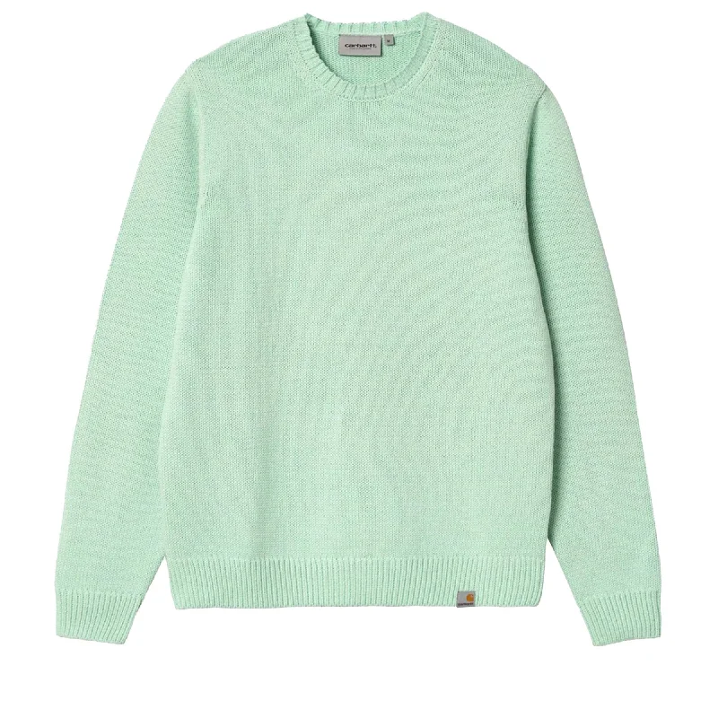 Carhartt WIP State Sweater - Pale Spearmint Notch Collar Peter Pan Collar Cowl Neck