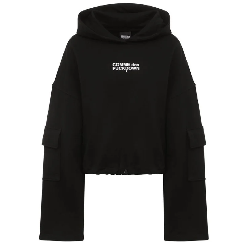 Comme Des Fuckdown Black Cotton Sweater Terry Terry Cloth Terry Knit