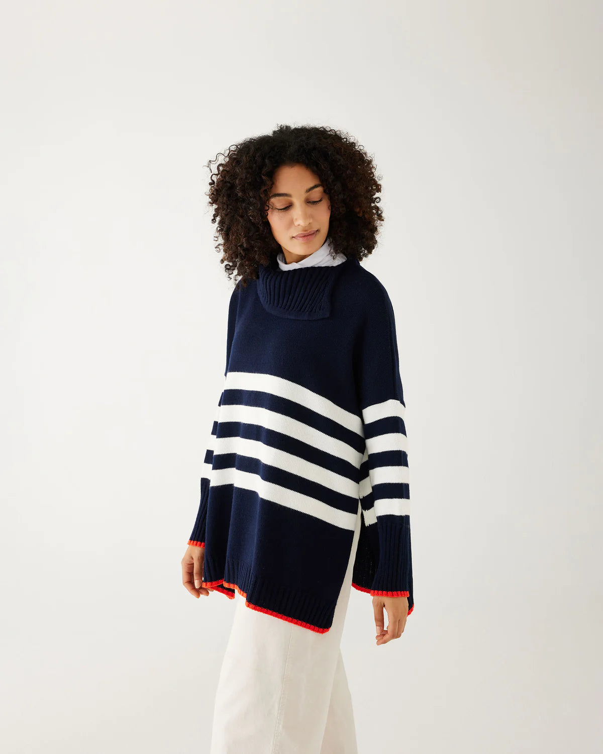 Mersea Marina Sweater Navy/White/Scarlet Mesh Blend Leather Blend Suede Blend