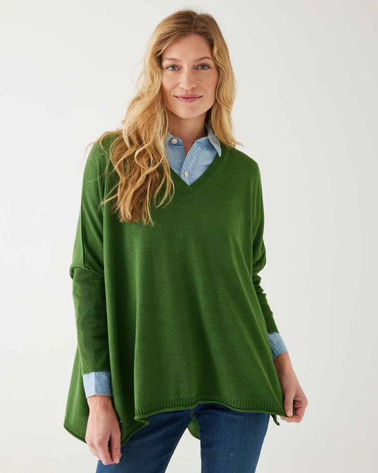 Mersea Catalina V-Neck Sweater Emerald Green Polka Dot Checkered Tartan