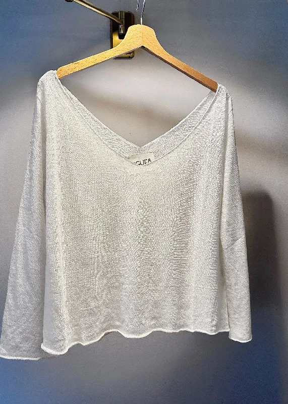 Glou White Short Sweater Chenille Blend Fleece Blend Nylon Blend