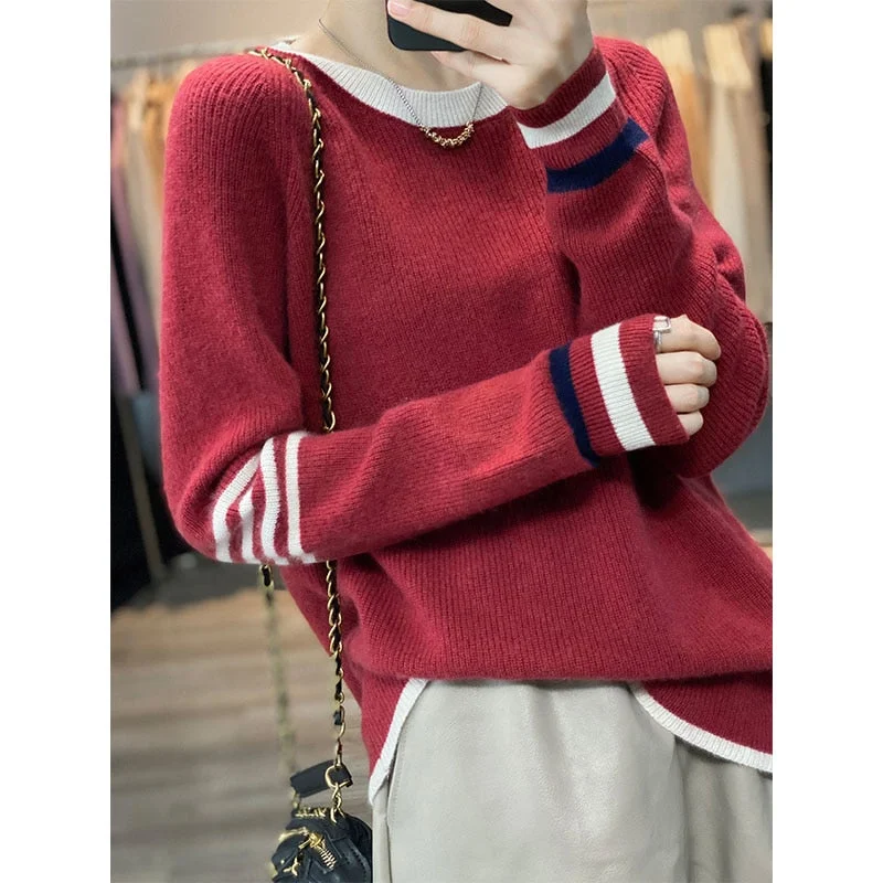 Heavyweight Thickened Wool Sweater Women Loose 2022 Autumn And Winter New Yuanbao Knitwear Round Neck Top Free Of Freight Turtle Neck Boat Neck Asymmetrical Neck