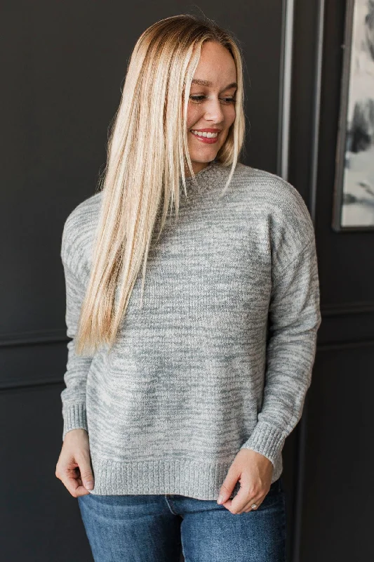 Late Mornings Space-Dye Knit Sweater- Heather Grey Chenille Blend Fleece Blend Nylon Blend