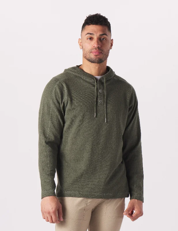 Ace Hooded Sweater: Olive Print Jacquard Patchwork