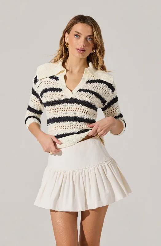 Open knit polo sweater Boxy Sweater Fitted Sweater A-Line