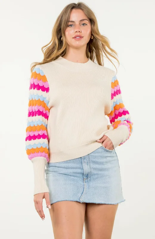 Rainbow Sleeve Sweater Elegant Classic Vintage