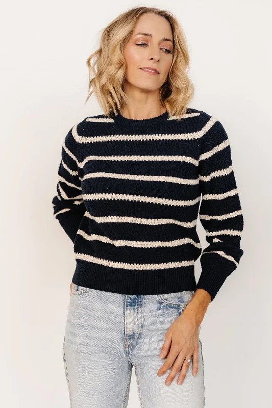 Rianne Knit Sweater | Navy + Cream Stripe Bright Pastel Dark