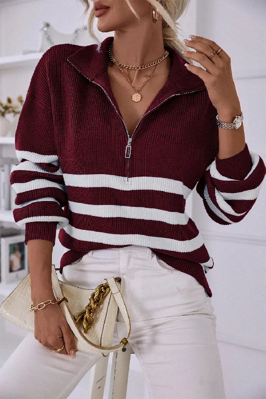 Striped Wine Red