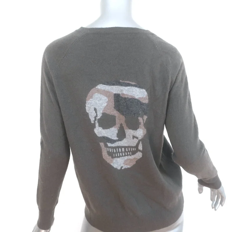 Skull Cashmere Luther Camo Skull Sweater Dark Gray Cashmere Size Extra Small Anti-Pilling Anti-Shrink Durable