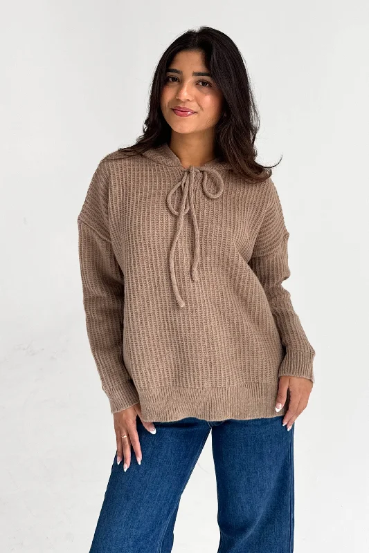 Skylar Sweater in Mocha Silk Blend Satin Velvet