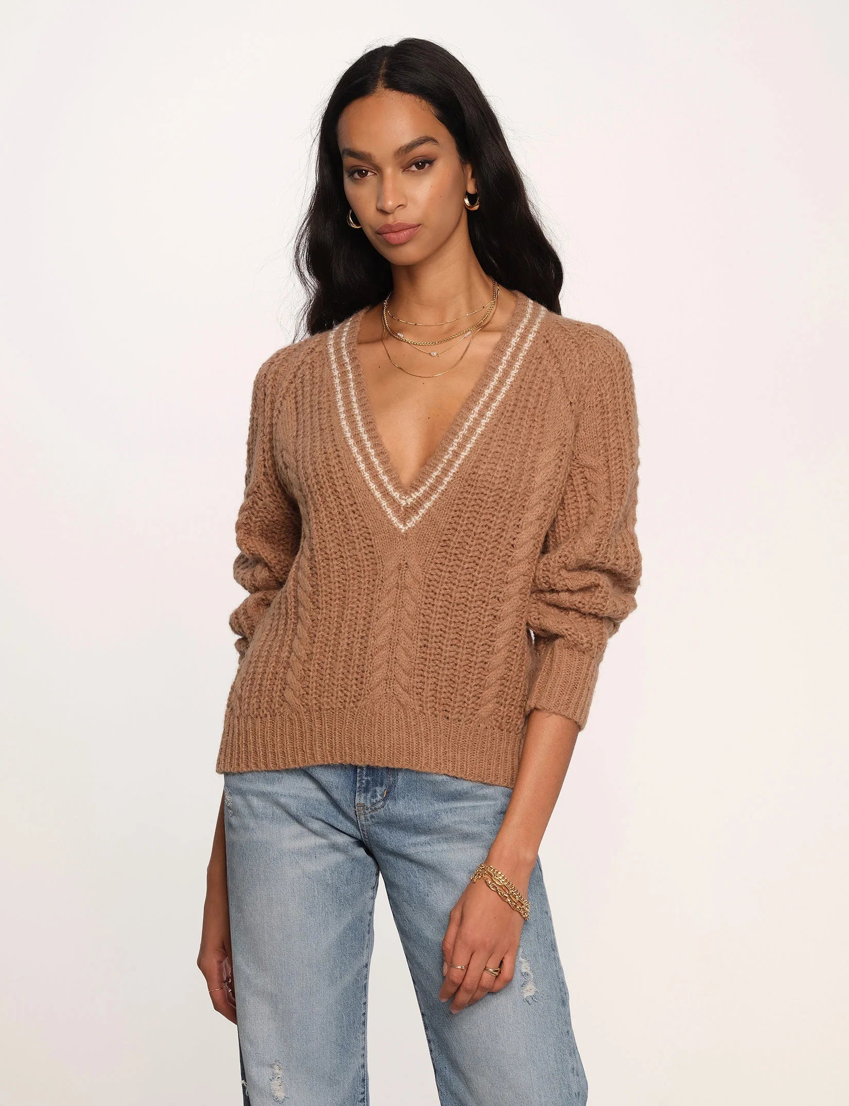 The Felicia Sweater by Heartloom - Taupe Elasticated Padded Insulated