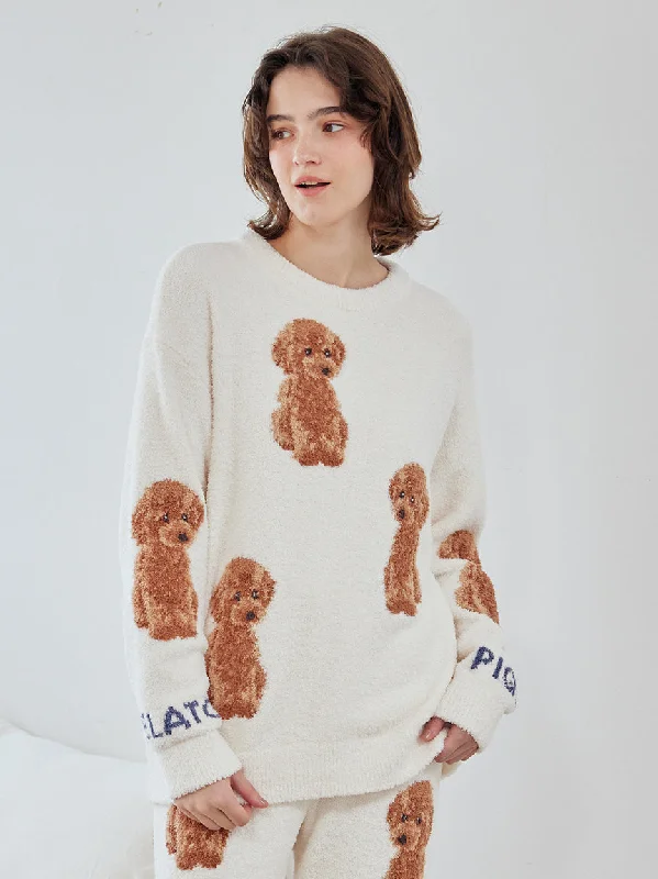 Toy Poodle Pullover Sweater Striped Floral Plaid