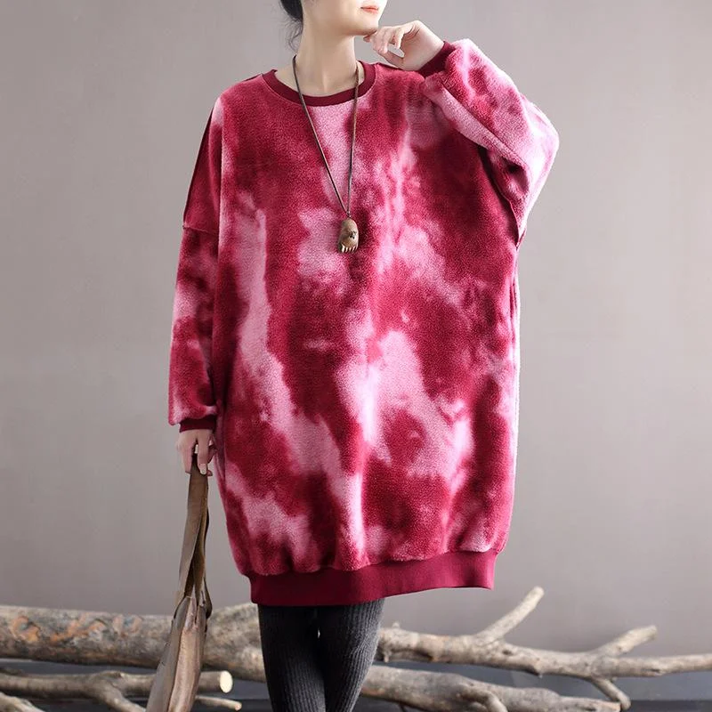 Winter Spring Retro Thick Tie-Dye Long Sweater Anti-Pilling Anti-Shrink Durable