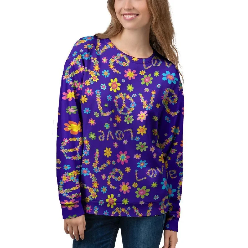 Abstract Floral Hippie Women's Sweatshirt Hoodie with Emblem Brand Identity