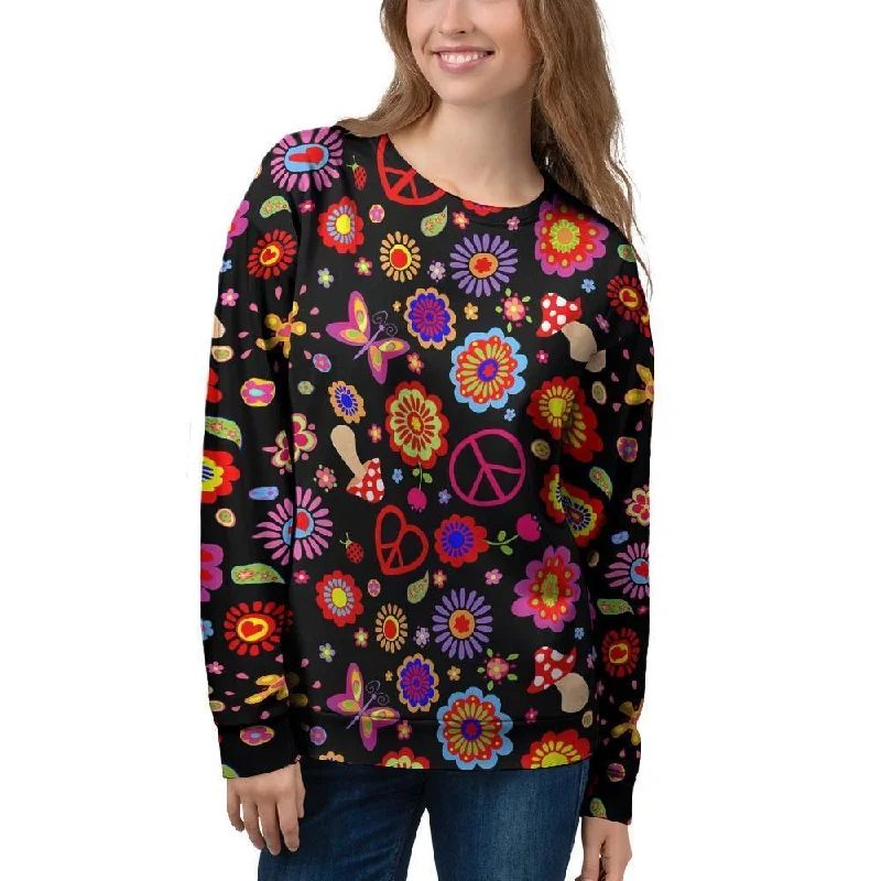 Abstract Flower Hippie Women's Sweatshirt Hoodie with Color Block Contrast Stylish