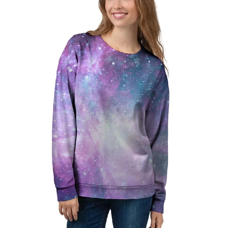 Abstract Galaxy Space Women's Sweatshirt Hoodie with Ribbed Hem Stretchable Secure