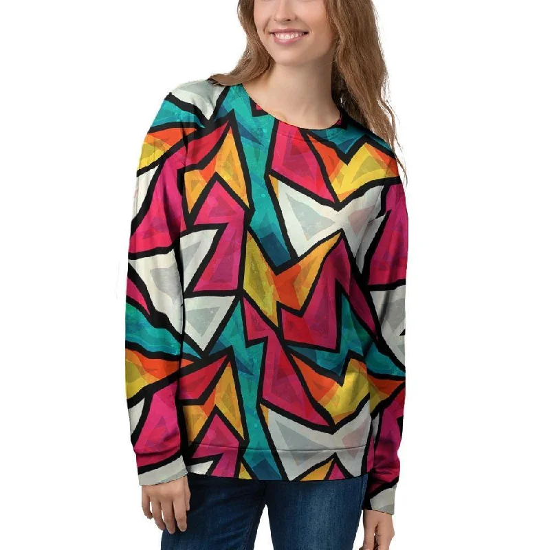 Abstract Geometric Colorful Women's Sweatshirt Hoodie Dress Longline Feminine