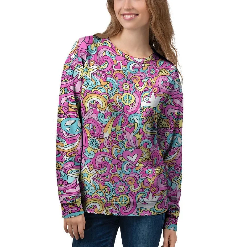 Abstract Hippie Women's Sweatshirt Hoodie with Mesh Breathable Sporty