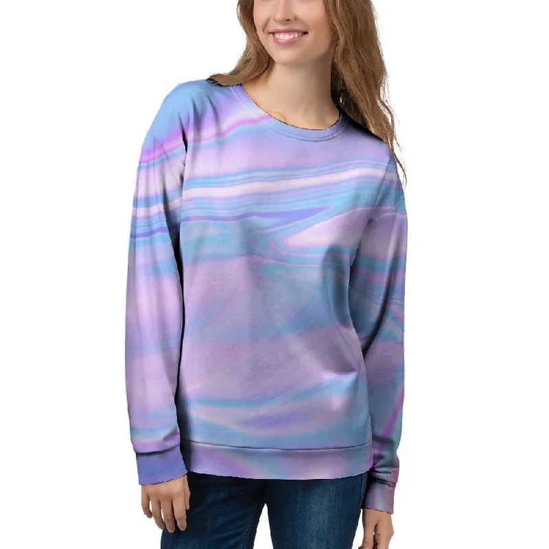 Abstract Holographic Women's Sweatshirt Hoodie with Fur Luxurious Winter