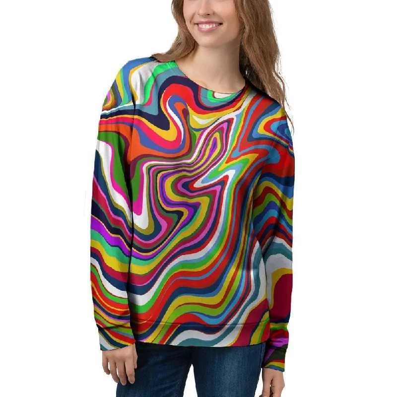 Abstract Ink Paint Women's Sweatshirt Hoodie with Ribbed Hem Stretchable Secure