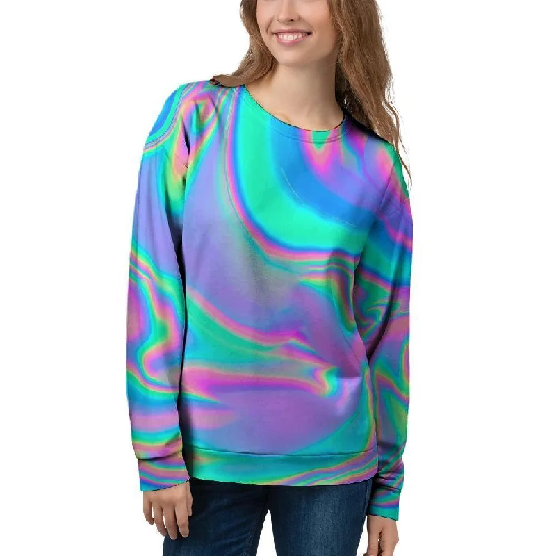 Abstract Pastel Holographic Women's Sweatshirt Hoodie with Strings Custom Fit Adjustable