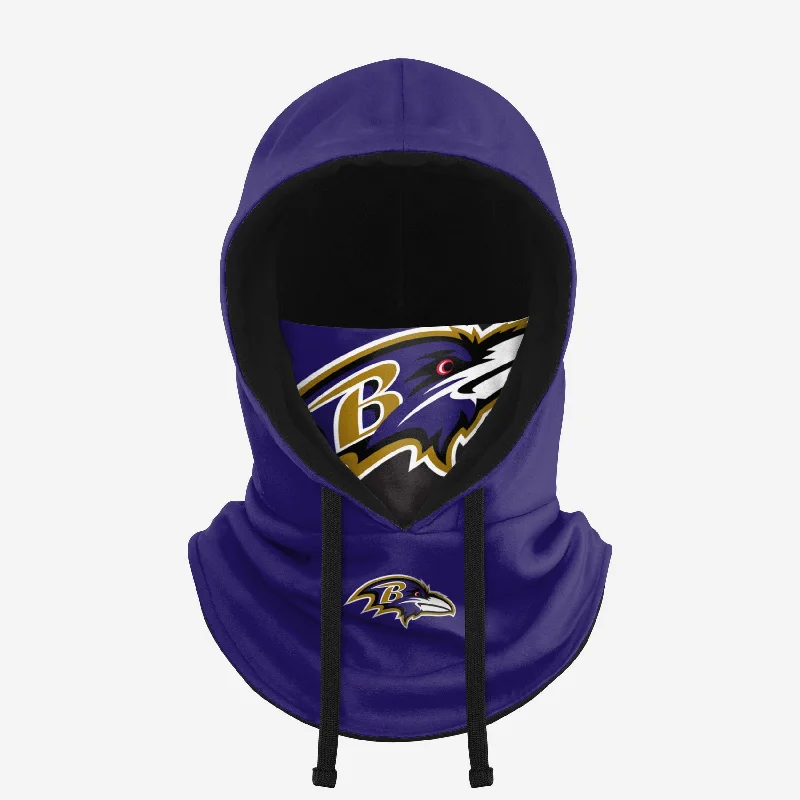 Baltimore Ravens Drawstring Hooded Gaiter Hoodie with Double Zipper Versatile Adjustable