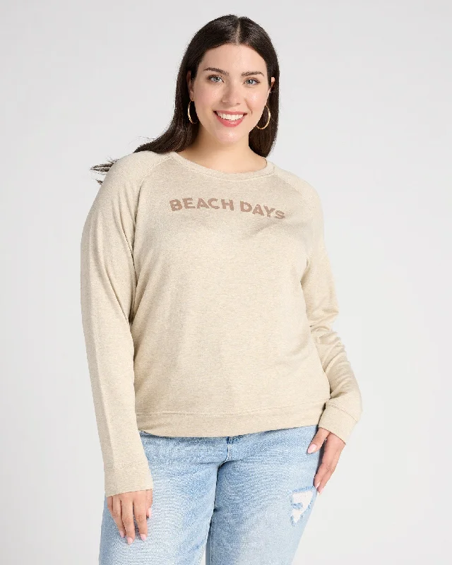 Plus Size Beach Days Graphic Sweatshirt Hoodie with Sequins Glamorous Eye-catching