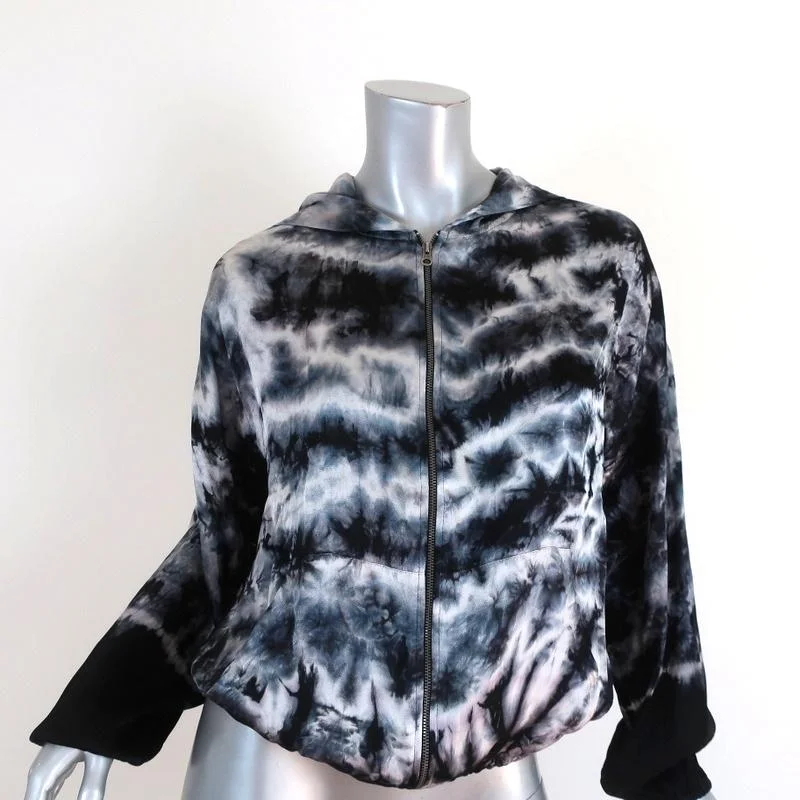 Lanston Tie Dye Zip Hoodie Sweatshirt Jaidyn Black/Gray Size Small NEW Hooded Sweatshirt Casual Wear Street Style