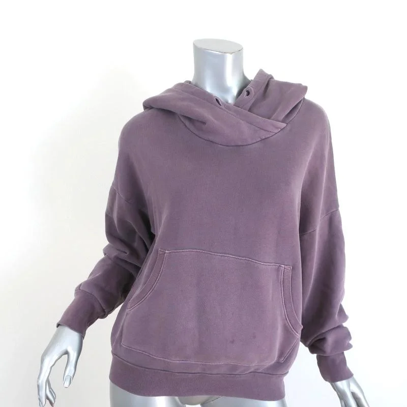 NSF Lissete Hoodie Purple Cotton Size Small Pullover Sweatshirt Hoodie with Snap Buttons Easy Quick