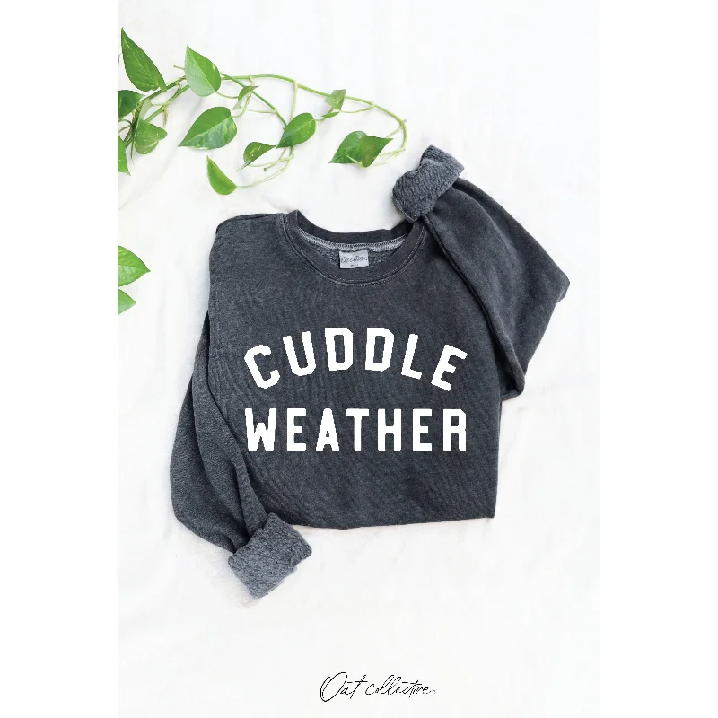 CUDDLE WEATHER Mineral Graphic Sweatshirt  | Vintage Black Hoodie with Belted Waist Structured Tailored