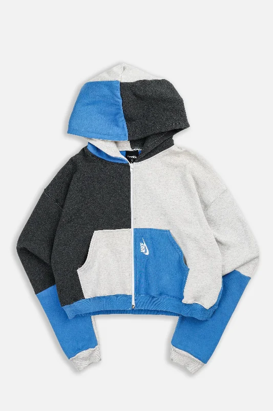 Rework Nike Crop Zip Hoodie - M Hoodie with Print Artistic Unique