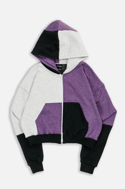 Rework Nike Crop Zip Hoodie - XS Hoodie with Hem Raw Edge Edgy Unfinished