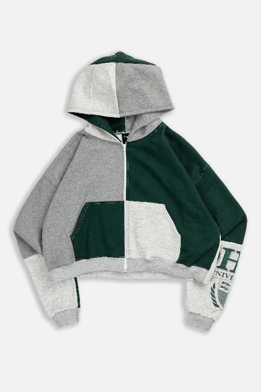 Rework Ohio University Crop Zip Hoodie - XXL Hoodie with Snap Buttons Easy Quick