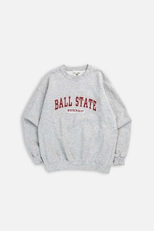 Vintage Ball State University Sweatshirt - M Hoodie with Thumb Holes Functional Cozy