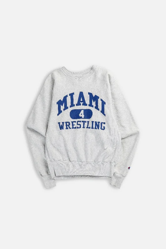 Vintage Miami Wrestling Sweatshirt - S Hoodie with Pattern Geometric Abstract