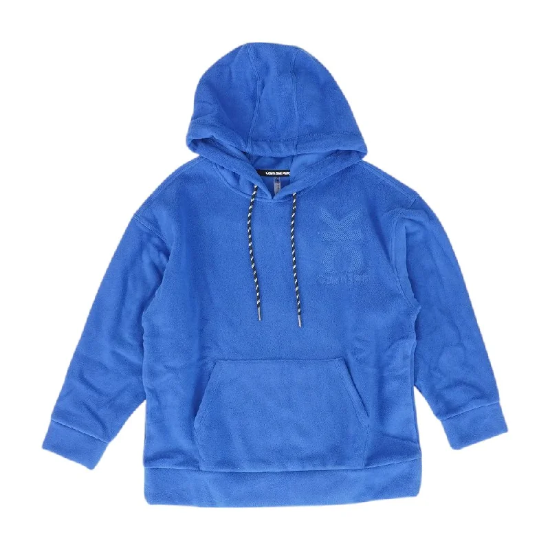 Blue Solid Hoodie Hoodie with Belted Waist Structured Tailored