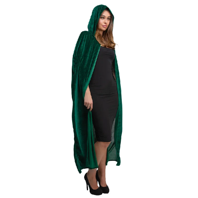 Deluxe Velvet Hooded Cape Green Hoodie with Relaxed Fit Easy Casual