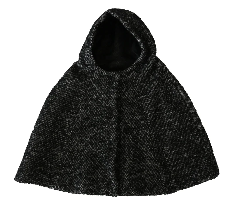 Dolce & Gabbana Elegant Gray Wool Hooded Scarf by Iconic Italian Label Hoodie Crop Top Short Trendy