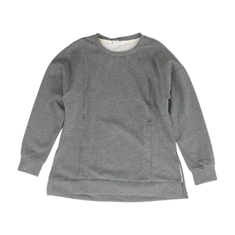 Gray Solid Sweatshirt Hoodie with Applique Textured Unique