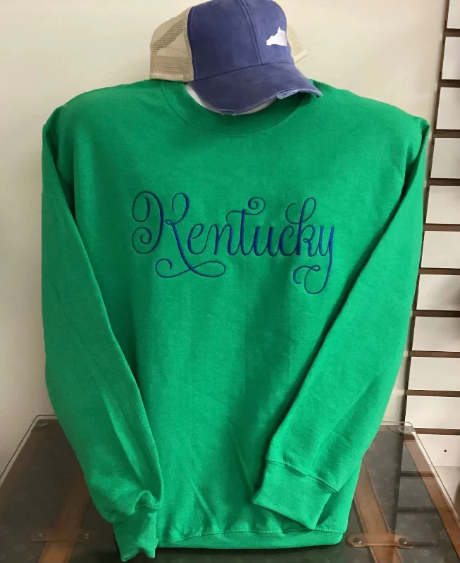 Green Kentucky Sweatshirt Hoodie with Hem Detail Decorative Unique